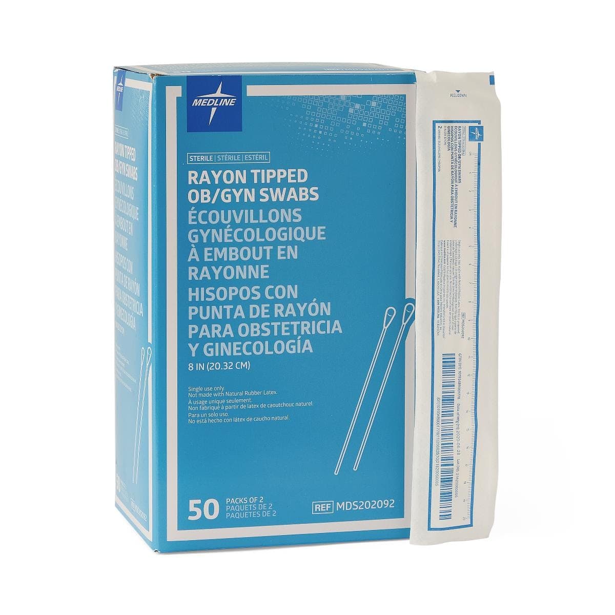 Medline Sterile / Case of 1000 Medline Sterile Rayon Tip OB/GYN Swabs