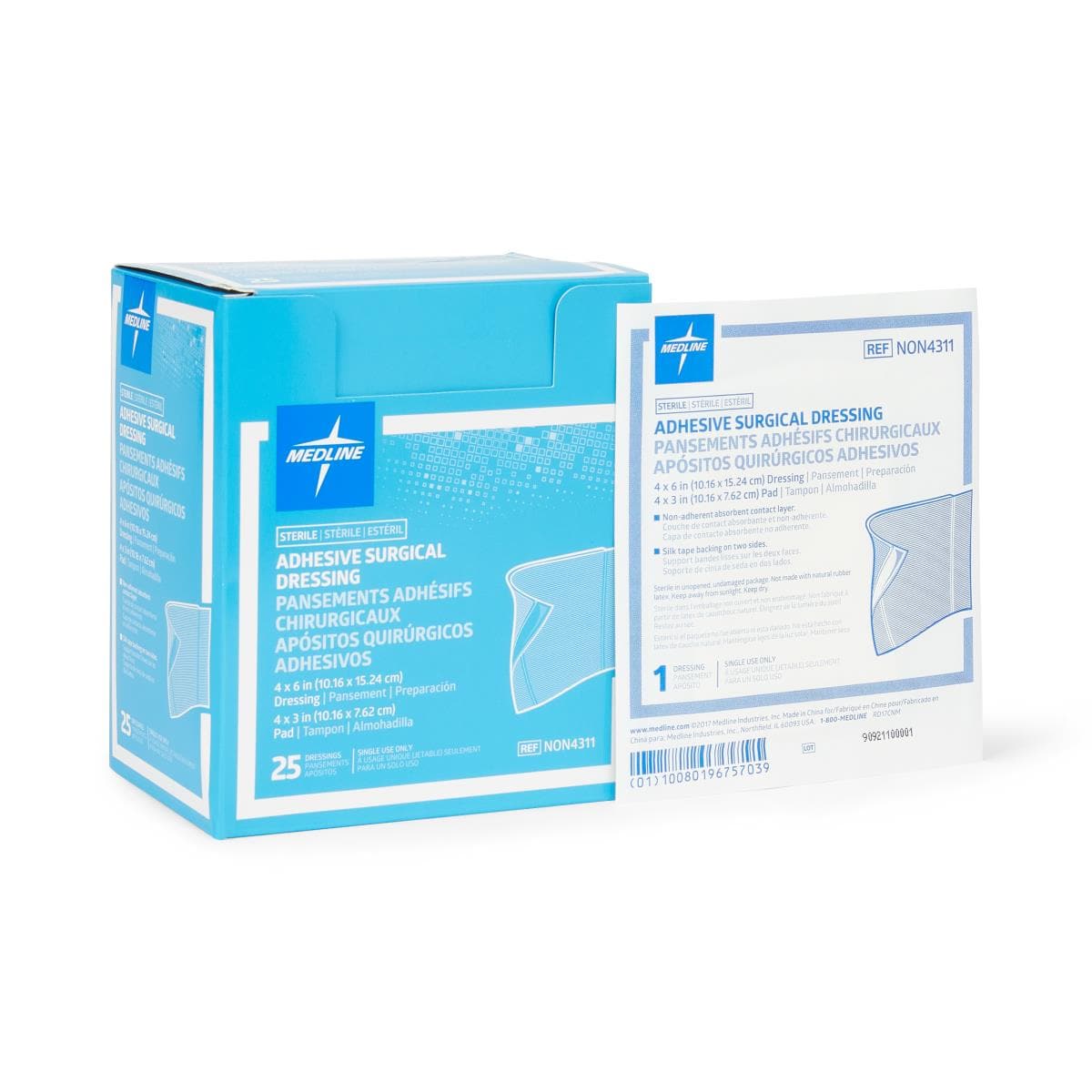 Medline 4"X6" / Case of 200 Medline Sterile Surgical Adhesive Dressings