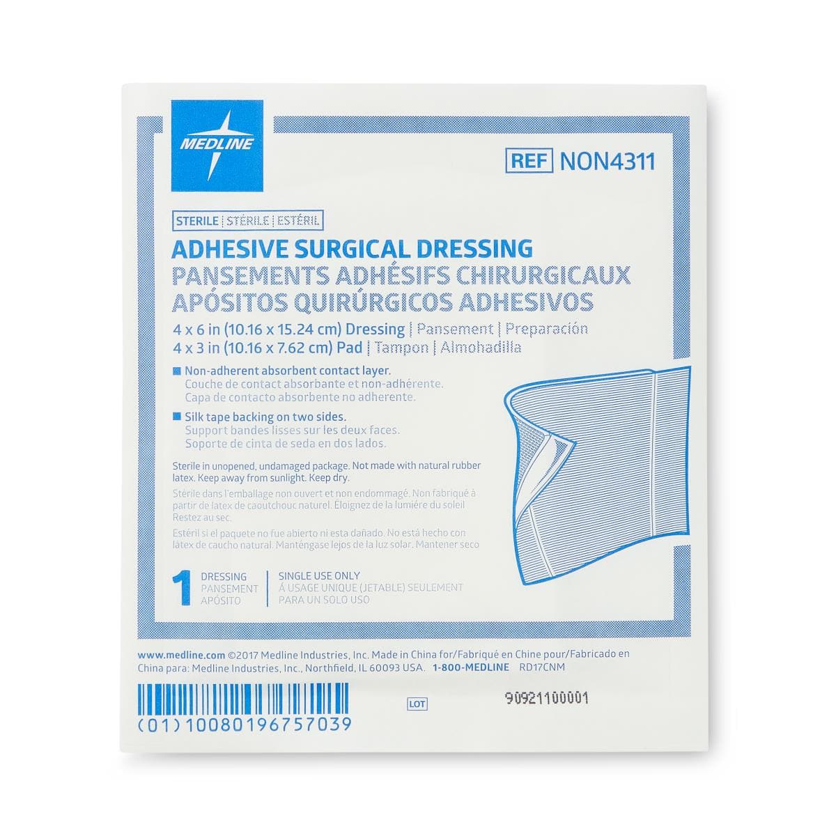 Medline 4"X6" / Box of 25 Medline Sterile Surgical Adhesive Dressings