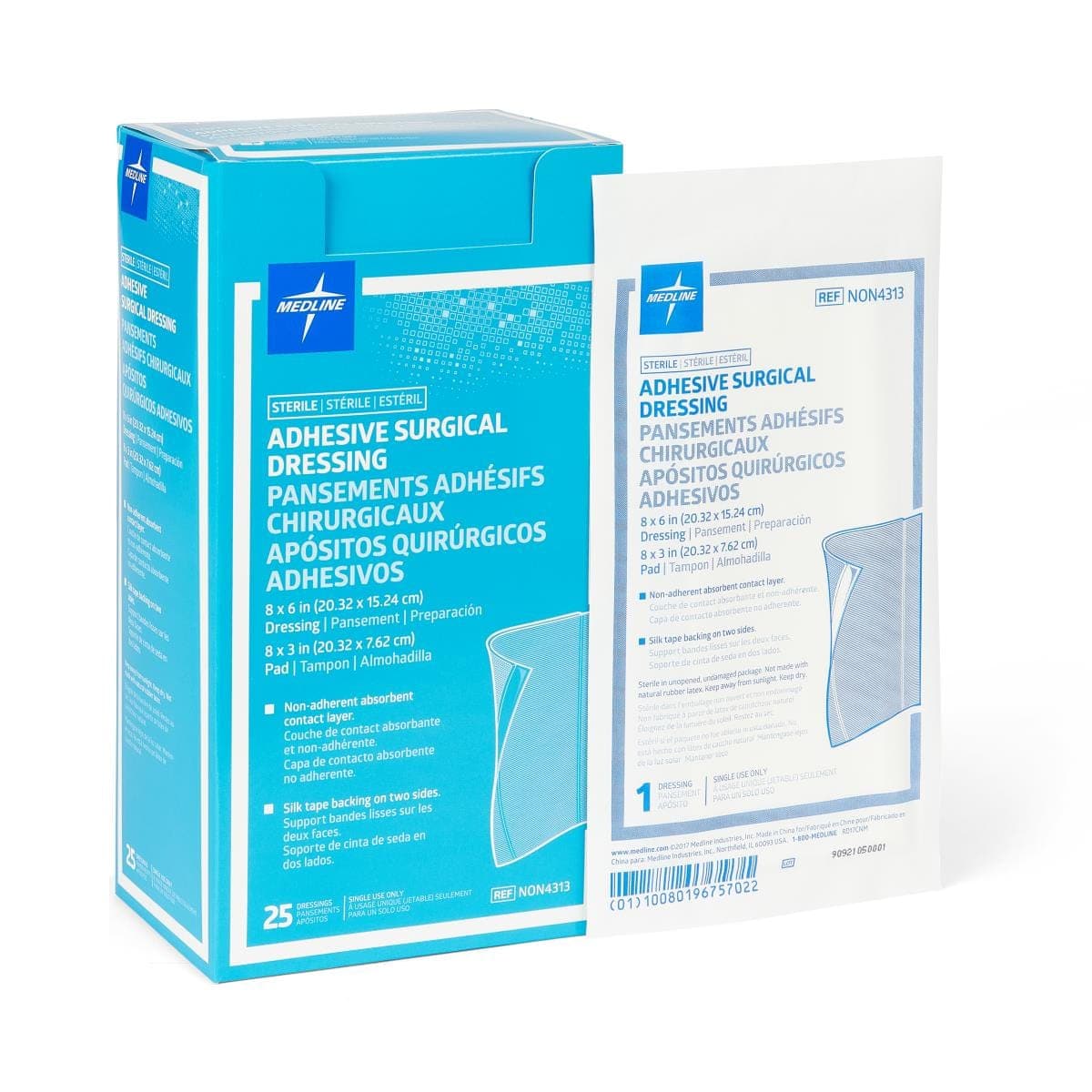 Medline 8"X6" / Case of 100 Medline Sterile Surgical Adhesive Dressings