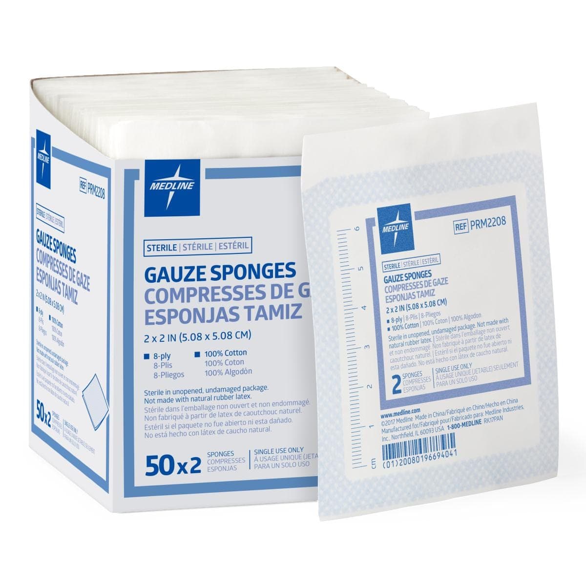 Medline 8 / 2"X2" / Case of 3000 Medline Sterile Woven Gauze Sponges