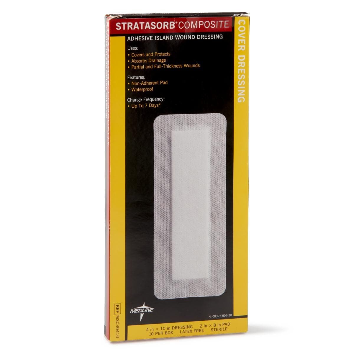 Medline Box of 10 / 4"X10" Medline Stratasorb Waterproof Adhesive Island Wound Dressings