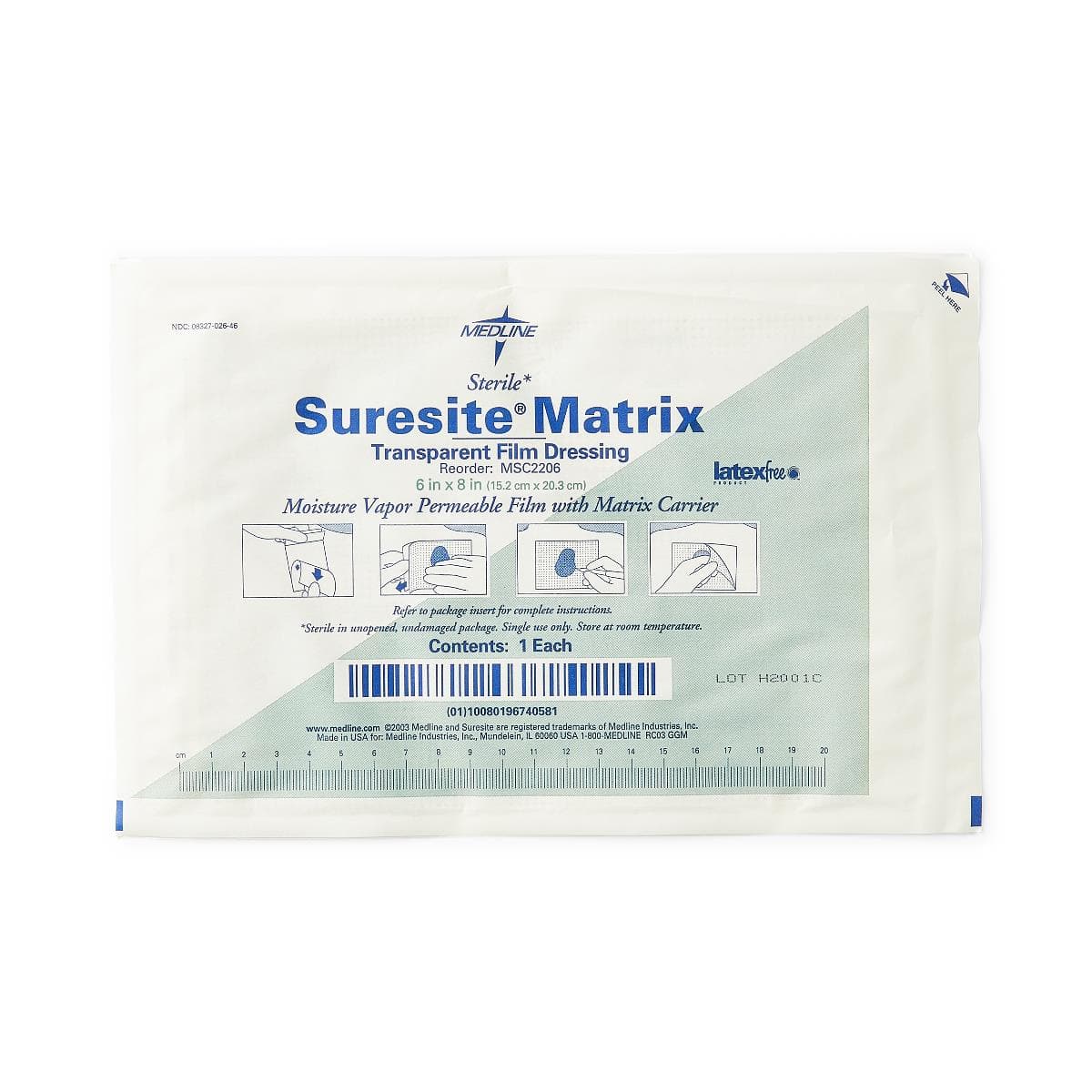 Medline Single Item / 6" X 8" Medline Suresite Matrix Transparent Film Dressing