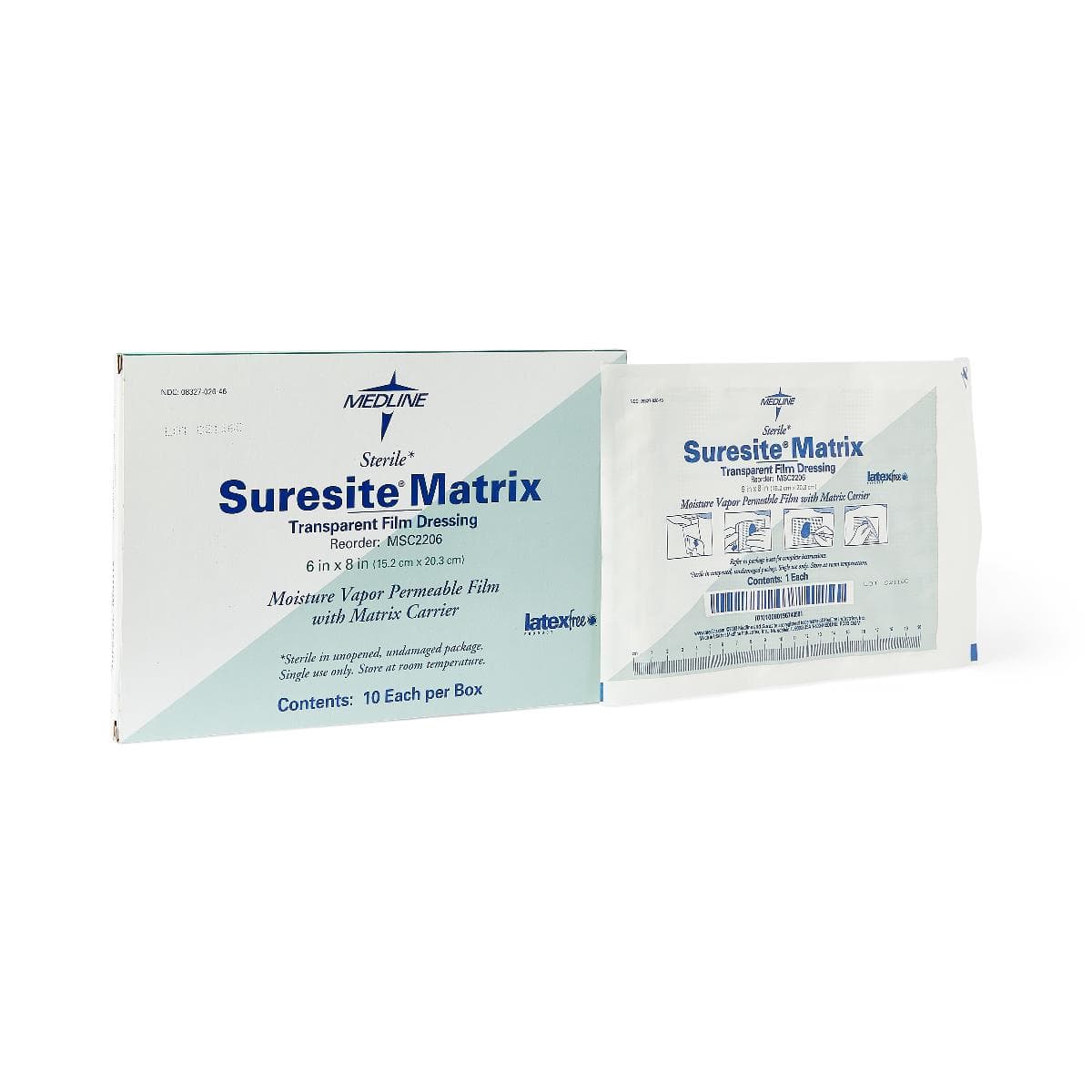 Medline Box of 10 / 6" X 8" Medline Suresite Matrix Transparent Film Dressing