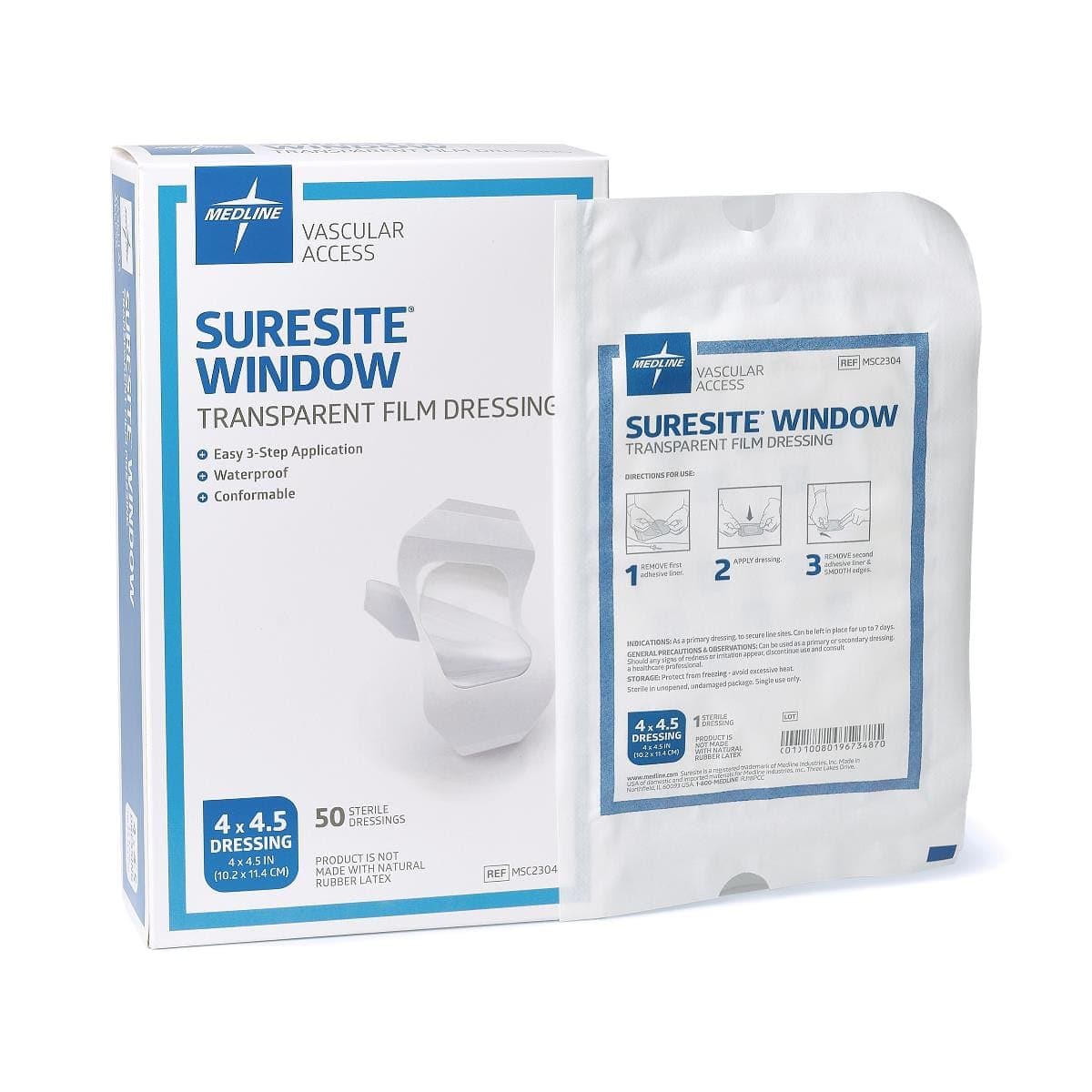 Medline Box of 50 / 4" X 4.5" Medline Suresite Window Transparent Film Dressing