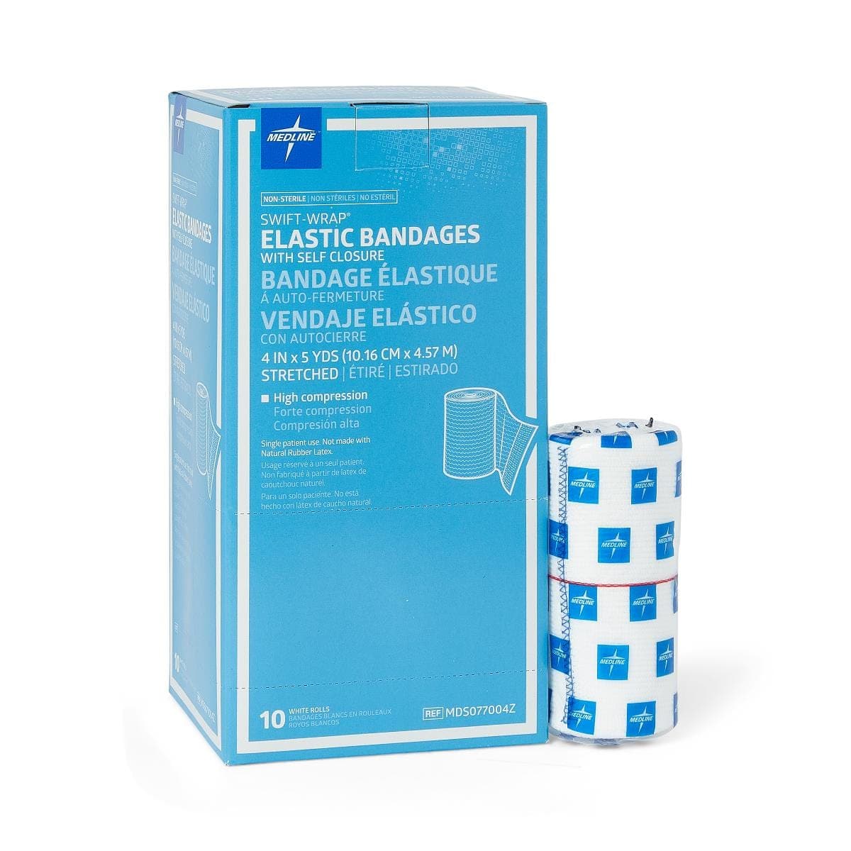 Medline 4"X5YD / Case of 50 Medline Swift-Wrap Nonsterile Elastic Bandages