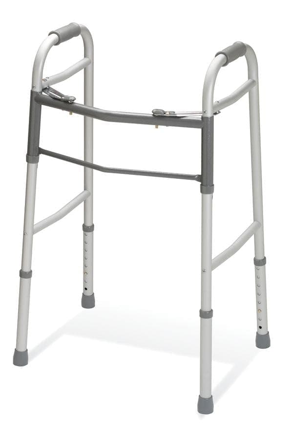 Medline 32.5-39.5 / Case of 4 Medline Two-Button Folding Walkers without Wheels