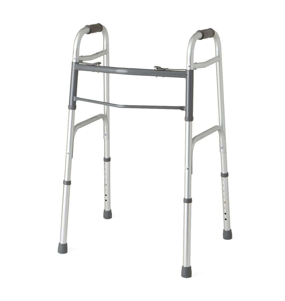 Medline 32-39 / Case of 4 Medline Two-Button Folding Walkers without Wheels