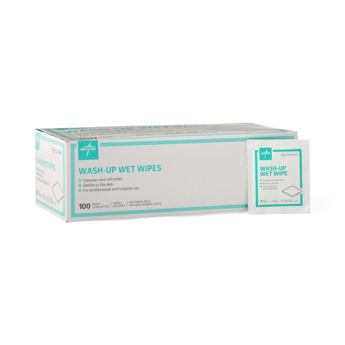 Medline Box of 100 Medline Wash-Up Wet Wipes