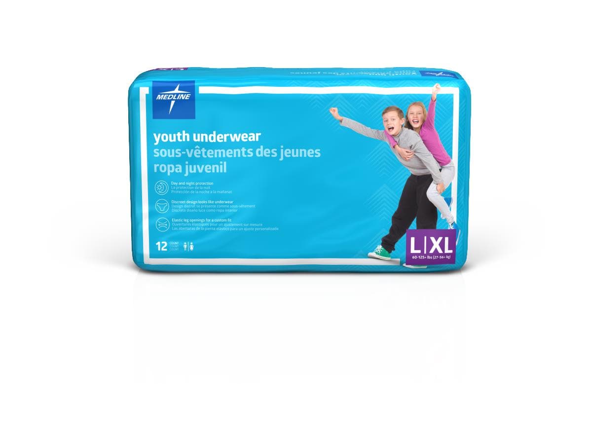 Medline LG/XLG / Case of 48 Medline Youth Protective Underwear