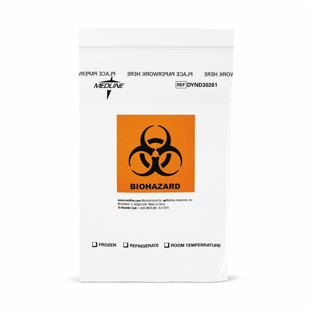 Medline Case of 1000 / 6" x 9" Medline Zip-Style Biohazard Specimen Bags