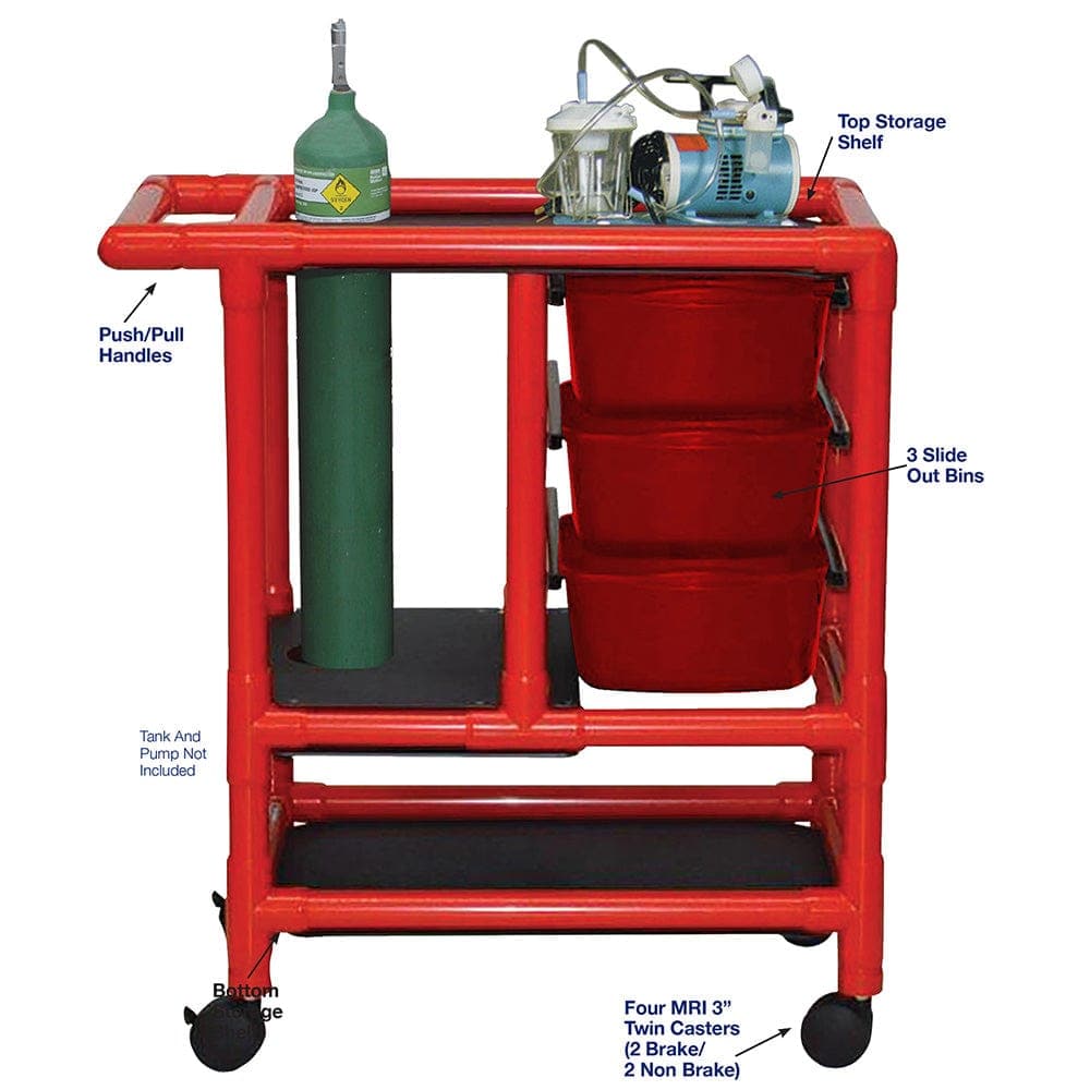 MJM International 1000-Series Crash Carts MJM International Emergency Cart (Red PVC Frame)