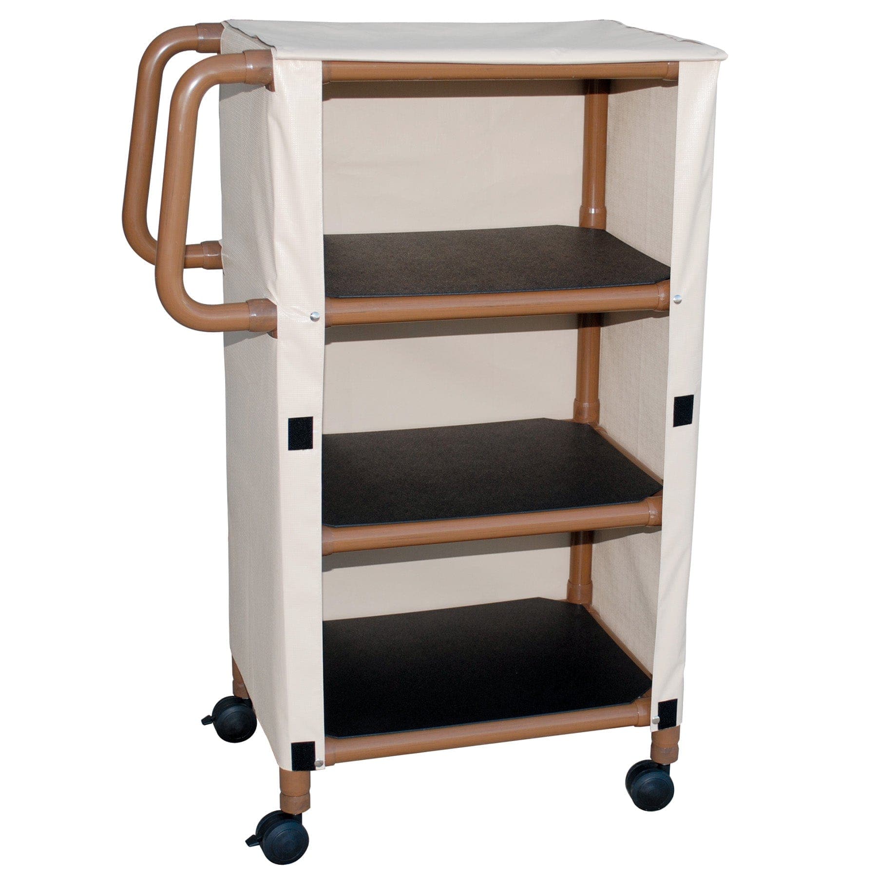 MJM International WoodTone Series Linen Carts MJM International Three Shelf Linen Cart