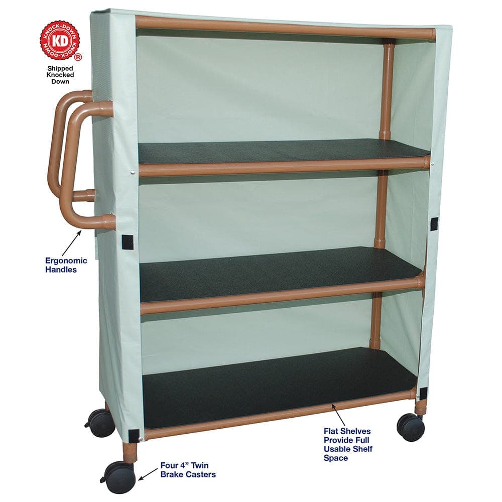 MJM International WoodTone Series Linen Carts MJM International Three Shelf Linen Cart