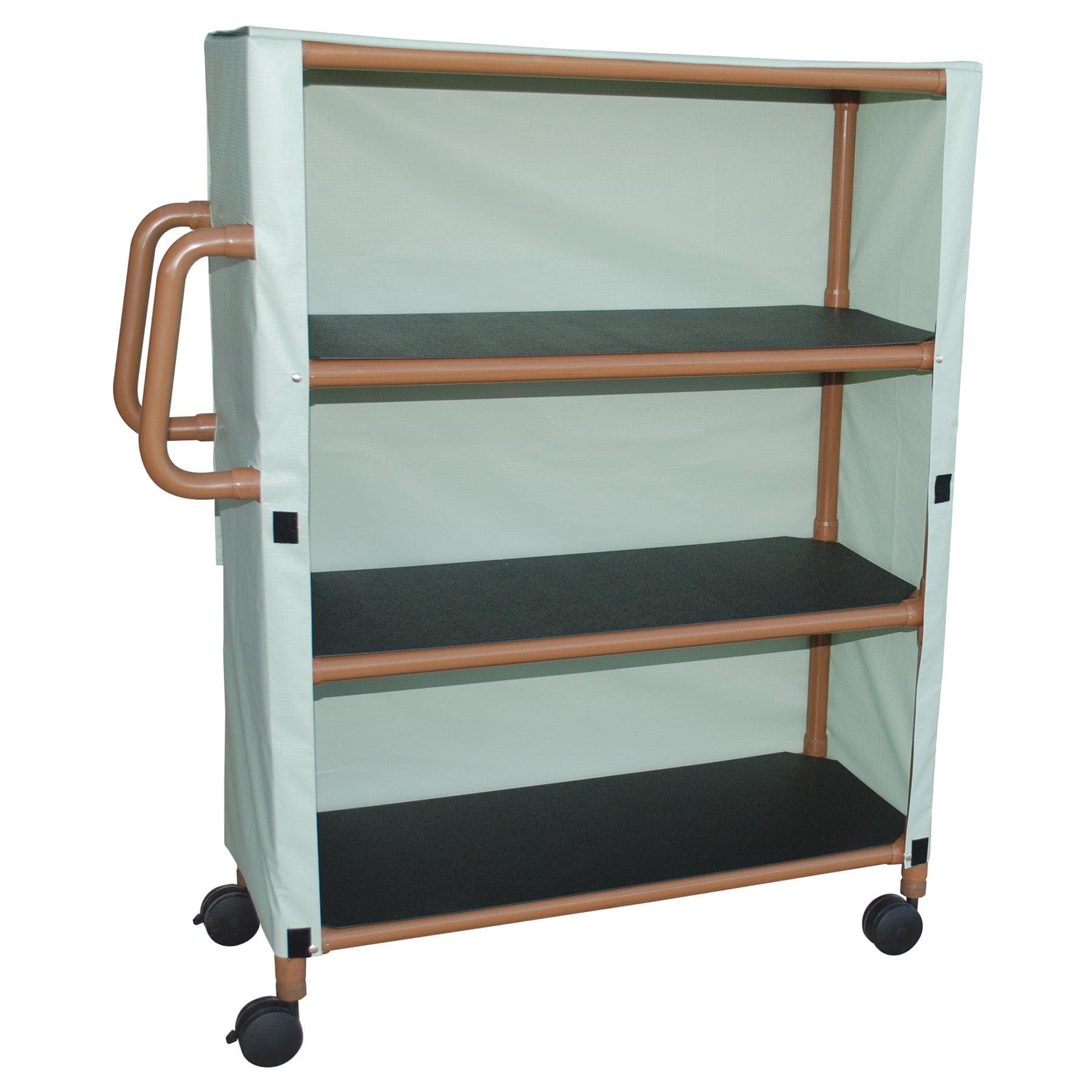 MJM International WoodTone Series Linen Carts MJM International Three Shelf Linen Cart