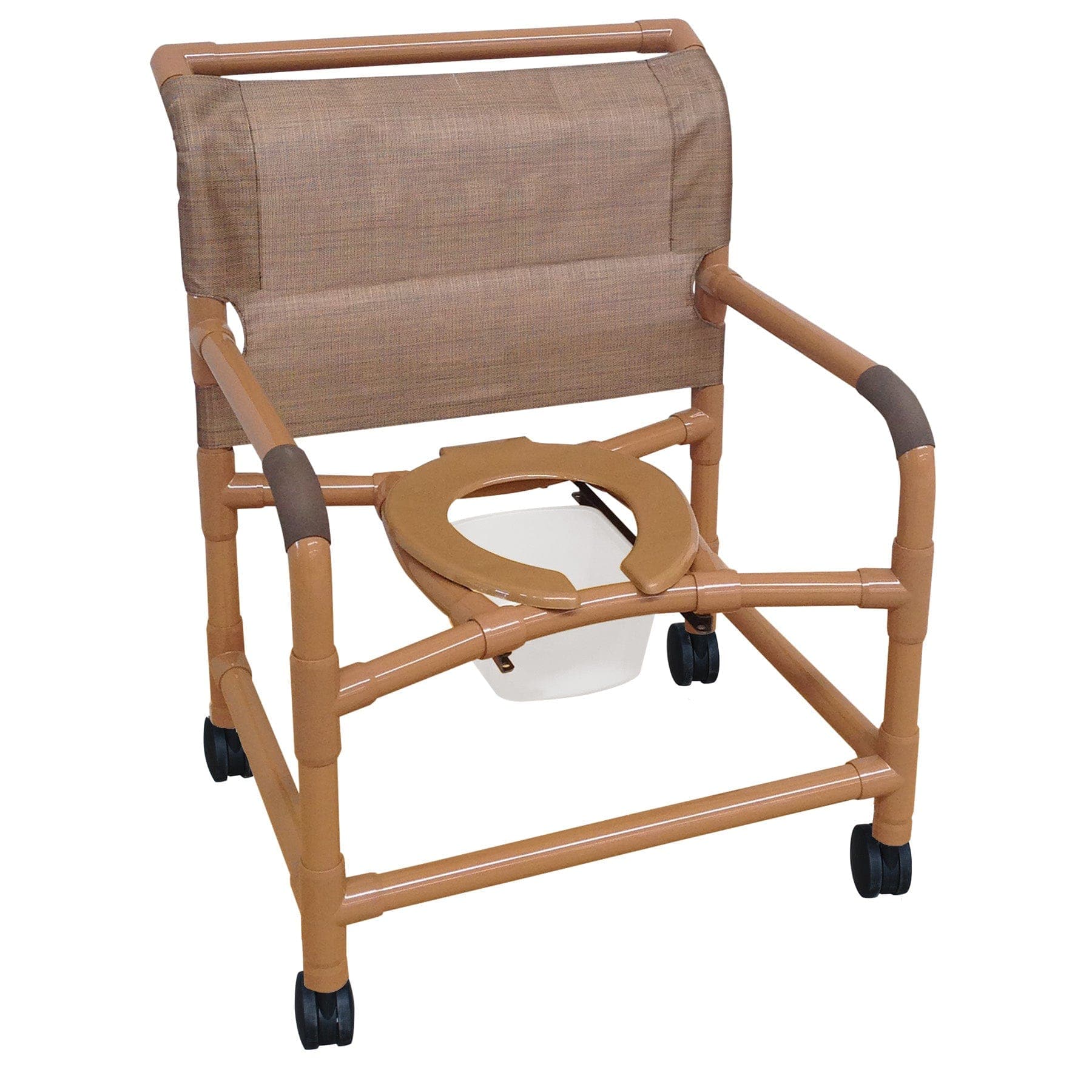 MJM International WoodTone Series Shower Chairs MJM International Wide Shower Chair With Deluxe Elongated Seat And Square Pail