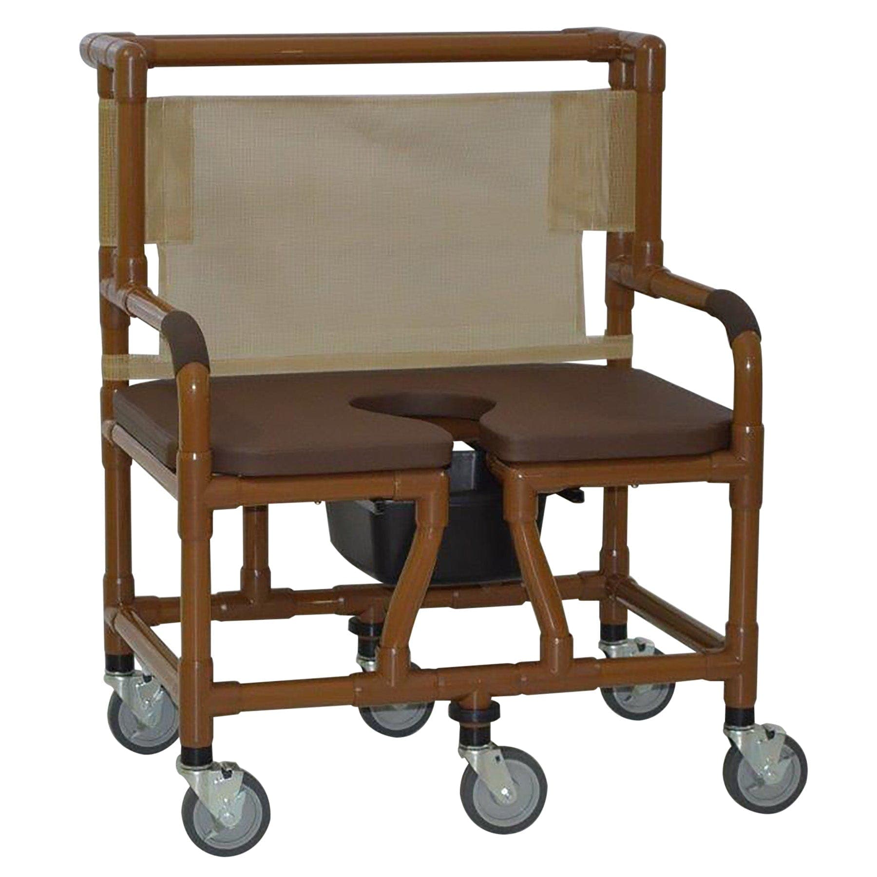 MJM International WoodTone Series Shower Chairs MJM International Wide Shower Chair With Deluxe Elongated Soft Seat And Square Pail