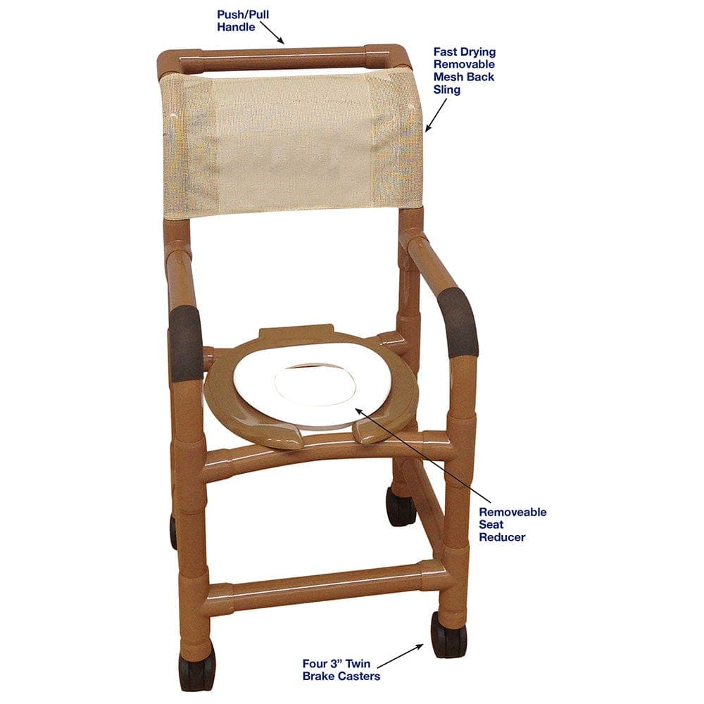 MJM International WoodTone Series Shower Chairs MJM International WoodTone Pediatric Shower Chair With Reducer Hard Seat