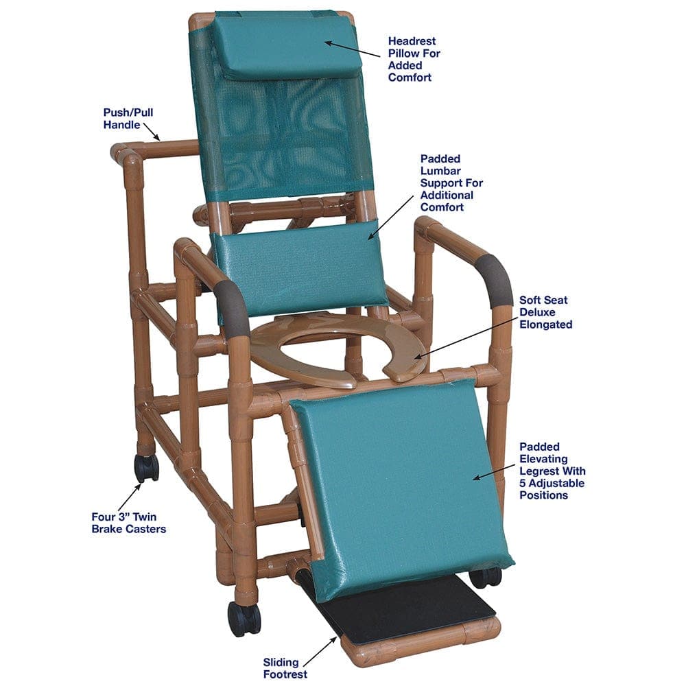 MJM International WoodTone Series Shower Chairs MJM International WoodTone Reclining Shower Chair