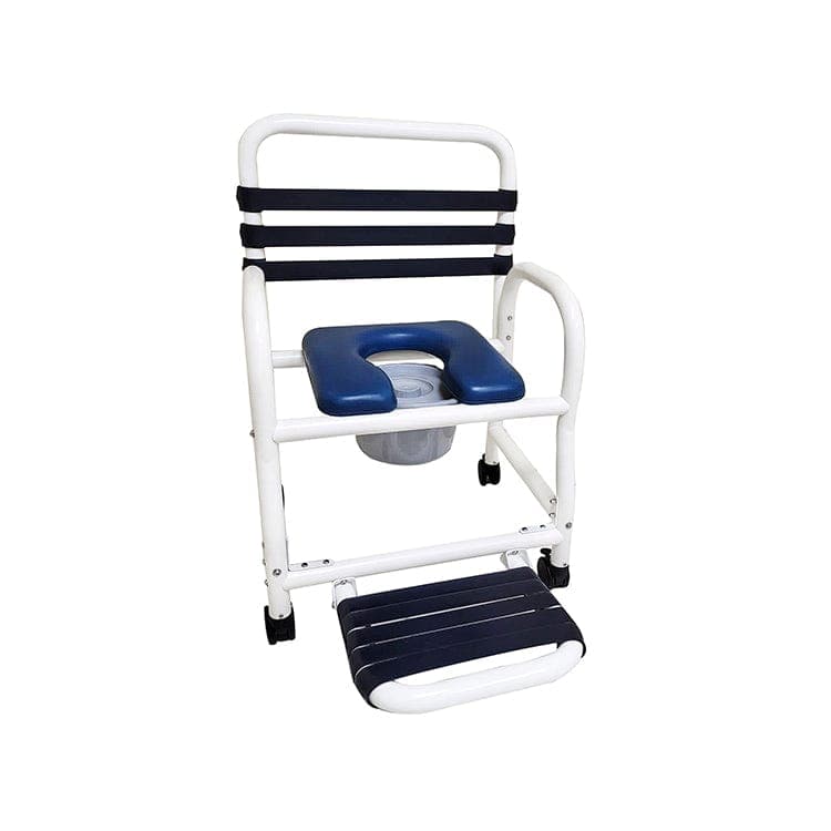 Mor-Medical Shower commode chairs Mor-Medical Deluxe New Era Patented Infection Control Shower Commode Chair, 22" Internal Width, Open Front Removable Soft Seat, Soft Touch Folding Footrest and Commode Pail, 3" Twin All Locking Casters, 385 lbs wt capacity