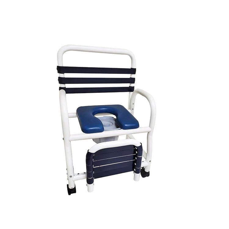 Mor-Medical Shower commode chairs Mor-Medical Deluxe New Era Patented Infection Control Shower Commode Chair, 22" Internal Width, Open Front Removable Soft Seat, Soft Touch Folding Footrest and Commode Pail, 3" Twin All Locking Casters, 385 lbs wt capacity