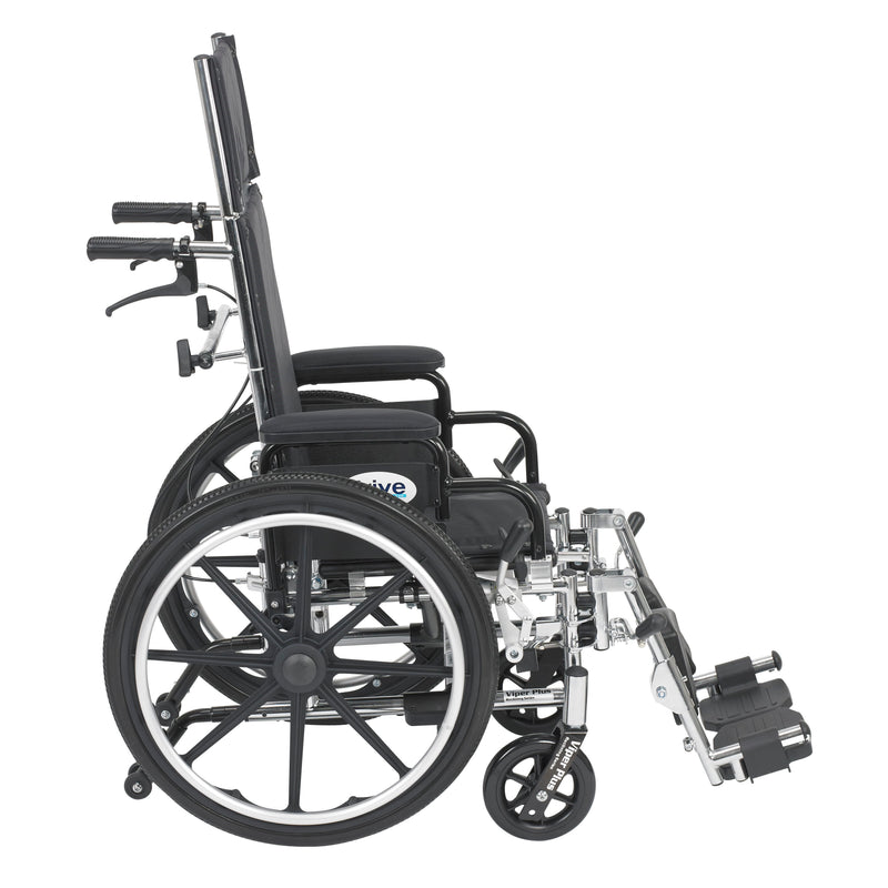 Drive Medical Viper Plus Light Weight Reclining Wheelchair with Elevating Leg rest and Flip Back Detachable Arms