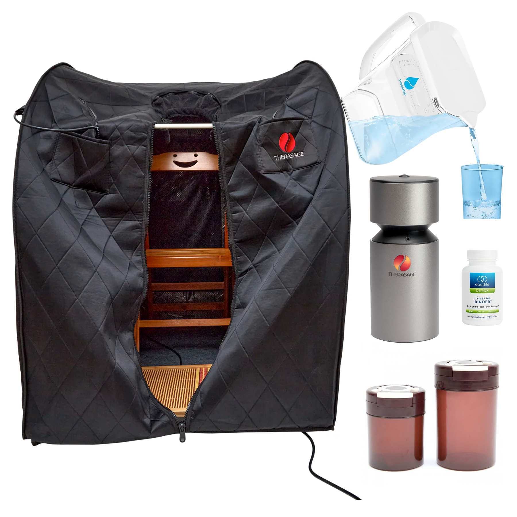 Therasage Winter Solstice Bundle (Thera360 Plus Black Sauna, TheraH2O Water Pitcher, TherAroma Atomizer, TherWare Storage Cannister, Equi.Life Universal Binder)