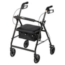 Drive Medical Rollator Rolling Walker with 6" Wheels, Fold Up Removable Back Support and Padded Seat