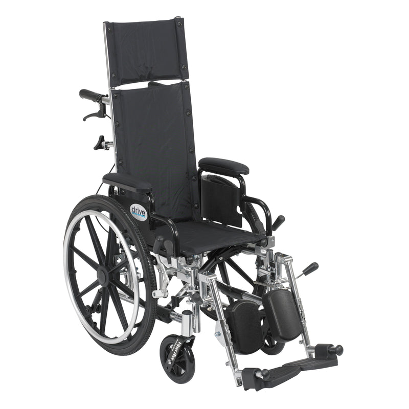Drive Medical Viper Plus Light Weight Reclining Wheelchair with Elevating Leg rest and Flip Back Detachable Arms