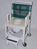 Healthline Shower chair deluxe drop arm vacuum seat footrest with wheels