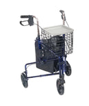 Drive Medical 3 Wheel Rollator Rolling Walker with Basket Tray and Pouch