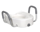 Drive Medical Premium Plastic Raised Toilet Seat with Lock and Padded Armrests, Elongated